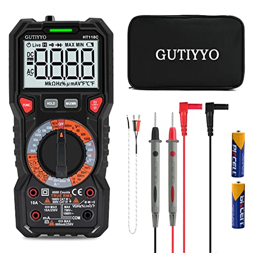 GUTIYYO Multimeter,Digital Multimeter,Messgeräte Multimeter,Für AC/DC-Spannung, AC/DC-Strom, Widerstände, Dioden, Kondensatoren, Temperatur, Frequenz von GUTIYYO