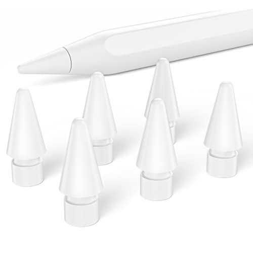 6er-Pack Bleistiftspitzen für Apple Pencil 1. und 2. Generation, Ersatzspitzen, Keine Abnutzung, feine Spitze, langlebig, perfekt kompatibler Apple Pen, weiß von GUUGEI