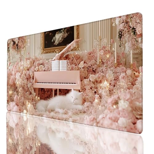 Mauspad Blume, Gaming Mauspad XXL 90x40x0.3cm, Großes Schreibtischunterlage Katze, Mousepad Rutschfeste Wasserdichte Verbessert Geschwindigkeit und Präzision für Familie Büro Gaming Tisch Deko GYL9986 Mauspad Blume, Gaming Mauspad XXL 90x40x0.3cm, Großes Schreibtischunterlage Katze, Mousepad Rutschfeste Wasserdichte Verbessert Geschwindigkeit und Präzision für Familie Büro Gaming Tisch Deko GYL9986 von GUUOYUAL