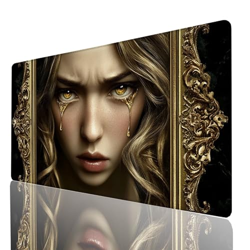 Mauspad Frau, Gaming Mauspad XXL 600 x 300 x 3mm, Großes Schreibtischunterlage Tränen, Mousepad rutschfeste wasserdichte Verbessert Geschwindigkeit und Präzision, für Büro Gaming Tisch Deko 1025-GYL Mauspad Frau, Gaming Mauspad XXL 600 x 300 x 3mm, Großes Schreibtischunterlage Tränen, Mousepad rutschfeste wasserdichte Verbessert Geschwindigkeit und Präzision, für Büro Gaming Tisch Deko 1025-GYL von GUUOYUAL