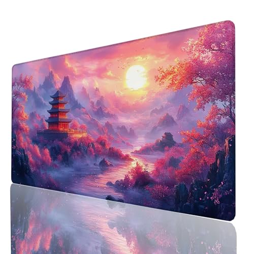Mauspad Japanische Architektur, Gaming Mauspad XXL 600x300x3mm, Großes Schreibtischunterlage Landschaft, Mousepad Rutschfeste Wasserdichte Verbessert Geschwindigkeit und Präzision, Büro Gaming 2545GYL Mauspad Japanische Architektur, Gaming Mauspad XXL 600x300x3mm, Großes Schreibtischunterlage Landschaft, Mousepad Rutschfeste Wasserdichte Verbessert Geschwindigkeit und Präzision, Büro Gaming 2545GYL von GUUOYUAL