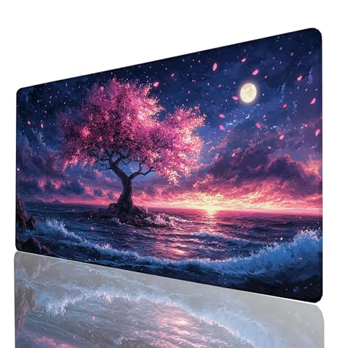 Mauspad Mond, Gaming Mauspad XXL 1000 x 500 x 3mm, Großes Schreibtischunterlage Kirschblüten, Mousepad Rutschfeste Wasserdichte Verbessert Geschwindigkeit und Präzision, Büro Gaming Tisch Deko 1300GYL Mauspad Mond, Gaming Mauspad XXL 1000 x 500 x 3mm, Großes Schreibtischunterlage Kirschblüten, Mousepad Rutschfeste Wasserdichte Verbessert Geschwindigkeit und Präzision, Büro Gaming Tisch Deko 1300GYL von GUUOYUAL