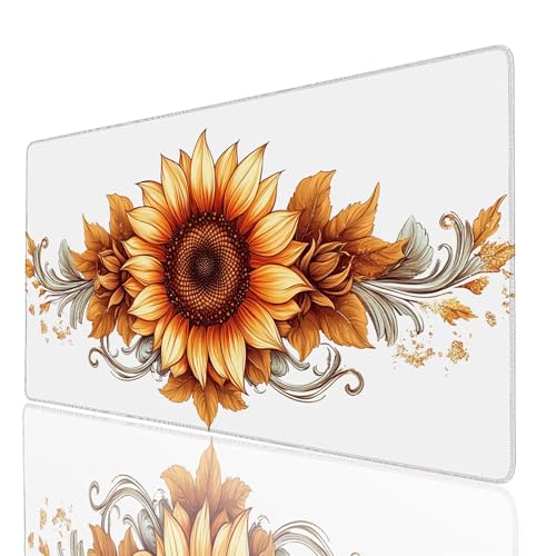 Mauspad Weiß, Gaming Mauspad XXL 1000 x 400 x 3mm, Großes Schreibtischunterlage Pflanzen, Mousepad Rutschfeste Wasserdichte Verbessert Geschwindigkeit und Präzision, für Büro Gaming Tisch Deko GYL7787 von GUUOYUAL