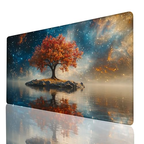 Schreibtischunterlage, Baum Mauspad XXL 80x40x0.3cm, Erweitertes Gaming Mauspad mit Genähten Kanten, Rutschfeste Wasserdichte Gummiunterseite Mousepad Sternenhimmel, Gaming Zubehör Tisch Deko GYL-8005 Schreibtischunterlage, Baum Mauspad XXL 80x40x0.3cm, Erweitertes Gaming Mauspad mit Genähten Kanten, Rutschfeste Wasserdichte Gummiunterseite Mousepad Sternenhimmel, Gaming Zubehör Tisch Deko GYL-8005 von GUUOYUAL