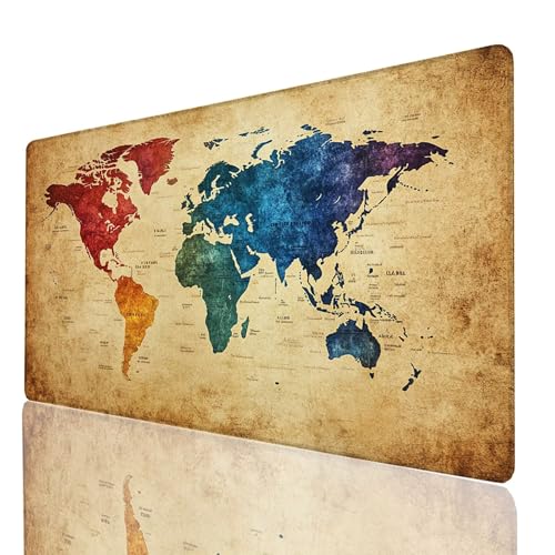 Schreibtischunterlage, Farbe Mauspad XXL 1000x500x3mm, Erweitertes Gaming Mauspad mit Genähten Kanten, Rutschfeste Wasserdichte Gummiunterseite Mousepad Weltkarte für Gaming Zubehör Tisch Deko GYL9128 Schreibtischunterlage, Farbe Mauspad XXL 1000x500x3mm, Erweitertes Gaming Mauspad mit Genähten Kanten, Rutschfeste Wasserdichte Gummiunterseite Mousepad Weltkarte für Gaming Zubehör Tisch Deko GYL9128 von GUUOYUAL