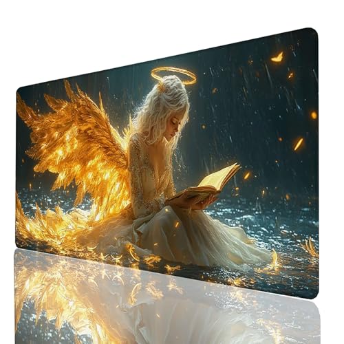 Schreibtischunterlage, Flügel Mauspad XXL 80x40x0.3cm, Erweitertes Gaming Mauspad mit Genähten Kanten, rutschfeste wasserdichte Gummiunterseite Mousepad Engel, für Gaming Zubehör Tisch Deko 827-GYL Schreibtischunterlage, Flügel Mauspad XXL 80x40x0.3cm, Erweitertes Gaming Mauspad mit Genähten Kanten, rutschfeste wasserdichte Gummiunterseite Mousepad Engel, für Gaming Zubehör Tisch Deko 827-GYL von GUUOYUAL