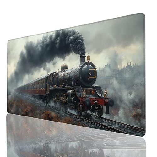Schreibtischunterlage, Landschaft Mauspad XXL 1400 x 600 x 3mm, Erweitertes Gaming Mauspad mit Genähten Kanten, Rutschfeste Wasserdichte Gummiunterseite Mousepad Zug, Gaming Zubehör Tisch Deko GYL8540 Schreibtischunterlage, Landschaft Mauspad XXL 1400 x 600 x 3mm, Erweitertes Gaming Mauspad mit Genähten Kanten, Rutschfeste Wasserdichte Gummiunterseite Mousepad Zug, Gaming Zubehör Tisch Deko GYL8540 von GUUOYUAL
