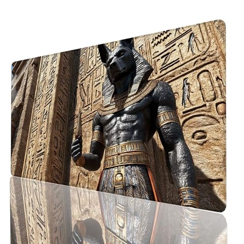 Schreibtischunterlage, Schwarz Mauspad XXL 800 x 400 x 3mm, Erweitertes Gaming Mauspad mit Genähten Kanten, rutschfeste wasserdichte Gummiunterseite Mousepad Anubis, Gaming Zubehör Tisch Deko 667-GYL Schreibtischunterlage, Schwarz Mauspad XXL 800 x 400 x 3mm, Erweitertes Gaming Mauspad mit Genähten Kanten, rutschfeste wasserdichte Gummiunterseite Mousepad Anubis, Gaming Zubehör Tisch Deko 667-GYL von GUUOYUAL