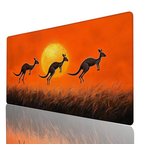Schreibtischunterlage, Tier Mauspad XXL 1000x400x3mm, Erweitertes Gaming Mauspad mit Genähten Kanten, rutschfeste wasserdichte Gummiunterseite Mousepad Känguru, für Gaming Zubehör Tisch Deko 2579-GYL Schreibtischunterlage, Tier Mauspad XXL 1000x400x3mm, Erweitertes Gaming Mauspad mit Genähten Kanten, rutschfeste wasserdichte Gummiunterseite Mousepad Känguru, für Gaming Zubehör Tisch Deko 2579-GYL von GUUOYUAL