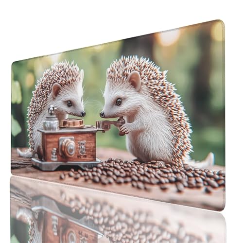 Schreibtischunterlage, Tier Mauspad XXL 1400 x 600 x 3mm, Erweitertes Gaming Mauspad mit Genähten Kanten, Rutschfeste Wasserdichte Gummiunterseite Mousepad Igel, für Gaming Zubehör Tisch Deko 2142-GYL Schreibtischunterlage, Tier Mauspad XXL 1400 x 600 x 3mm, Erweitertes Gaming Mauspad mit Genähten Kanten, Rutschfeste Wasserdichte Gummiunterseite Mousepad Igel, für Gaming Zubehör Tisch Deko 2142-GYL von GUUOYUAL