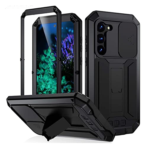 Case for Samsung Galaxy S23/s23plus/s23ultra, Military Grade Shockproof Heavy Duty Protective Phone Cases, with Slide Camera Cover, Bracket,Black,S23 Ultra 6.8'' von GUVAA