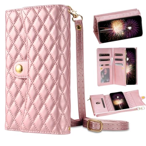 GUVAGI Handyhülle für Samsung Galaxy S20 fe 5G Hülle Klappbar, Flip Leder Klapphülle mit Band 360 Grad Stoßfest Schutzhülle Aesthetic Mädchen Handy Hülle Cover mit Kette (Rosa) von GUVAGI
