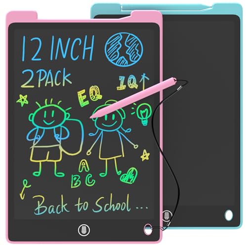 GUYUCOM 2 Stück Kinder Zeichentafel 12 Zoll Kinder Spielzeug ab 2 3 4 5 6 Jahre alt Junge Mädchen,Schreibtafel Maltafel Kinderspielzeug und Geschenke zum Geburtstag von GUYUCOM