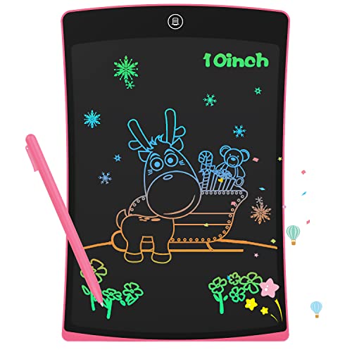 GUYUCOM LCD Schreibtafel 10 Zoll, LCD Zaubertafel, Bunte Helle Linien Mal Tablet, Verbessertes Kinderspielzeug, Großartige Magic Pad Spielzeug für Geschenk mädchen 2 3 4 5 6 7 Jahre, Rosa von GUYUCOM