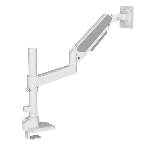 GUZHIKU Einzel-Monitorarm-Schreibtischhalterung für 43,2 bis 152,4 cm (17 bis 60 Zoll) Bildschirme bis 20 kg, neigbar, schwenkbar, VESA 75 x 75/100 x 100 mm, Weiß, H9 W von GUZHIKU