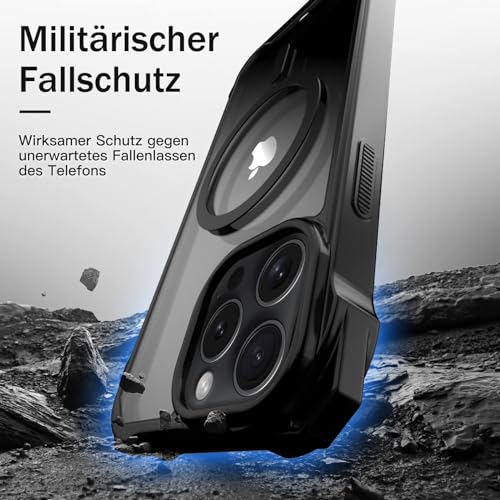 GUtttGU Handykette für iPhone 15 Pro Max Hülle mit Band mit 2 Displaychutzfolie Panzerglas + 2 Kamera Schutzfolie Klar Handyhülle Kompatibel mit Magsafe Schutzhülle Case für iPhone 15 Pro Max Schwarz von GUtttGU