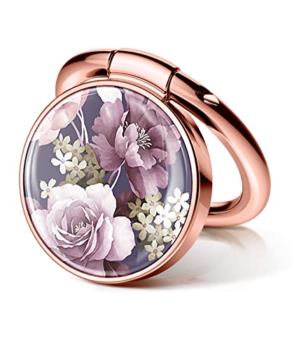 GVIEWIN Blumen Handy Ringhalter,Metall-Kickstand-Griff für magnetische Autohalterung Kompatibel mit iPhone 16 Pro Max/15 Plus/14/13/12 Serie und Galaxy S24/S23 Ultra und Anderen Telefonen,Lila Blumen von GVIEWIN