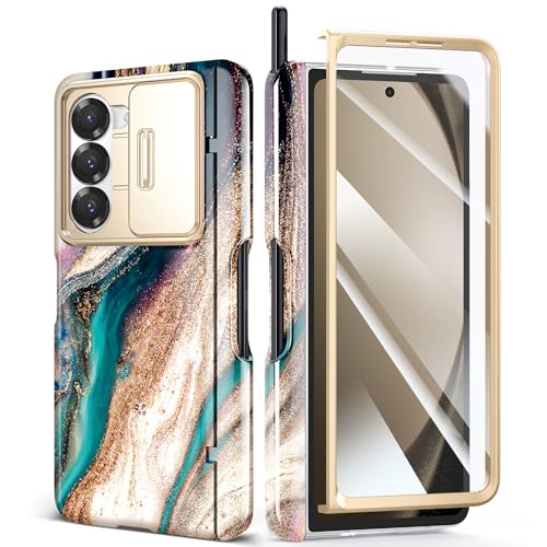 GVIEWIN Kompatibel mit Samsung Fold 6 Hülle mit S Pen-Halter,Schiebekamera Abdeckung & Front Displayschutz, Scharnierschutz Marmor Kratzfest Robuste Militär Schutzhülle 2024, Streusand/Braun GVIEWIN Kompatibel mit Samsung Fold 6 Hülle mit S Pen-Halter,Schiebekamera Abdeckung & Front Displayschutz, Scharnierschutz Marmor Kratzfest Robuste Militär Schutzhülle 2024, Streusand/Braun von GVIEWIN