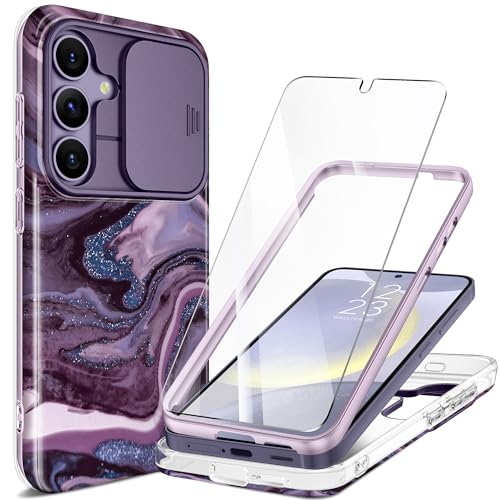 GVIEWIN Kompatibel mit Samsung Galaxy S24 Plus Hülle mit Schiebekamera Abdeckung+Displayschutz, 360°stoßfest Marmor Ganzkörper Stoßfänger schützende Kratzfeste Hülle 6,7 Zoll 2024, Treibsand/Lila GVIEWIN Kompatibel mit Samsung Galaxy S24 Plus Hülle mit Schiebekamera Abdeckung+Displayschutz, 360°stoßfest Marmor Ganzkörper Stoßfänger schützende Kratzfeste Hülle 6,7 Zoll 2024, Treibsand/Lila von GVIEWIN