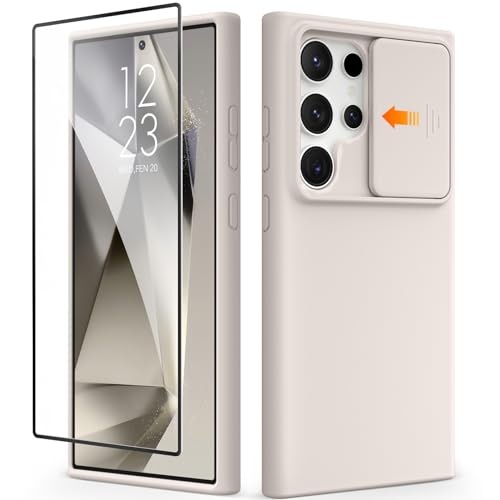 GVIEWIN Kompatibel mit Samsung Galaxy S24 Ultra Hülle mit Schiebekamera-Abdeckung + Displayschutz, flüssiger Silikon Rundumschutz stoßfest Kratzfest weiches Mikrofaser-Futter 6,8 Zoll 2024, Stein GVIEWIN Kompatibel mit Samsung Galaxy S24 Ultra Hülle mit Schiebekamera-Abdeckung + Displayschutz, flüssiger Silikon Rundumschutz stoßfest Kratzfest weiches Mikrofaser-Futter 6,8 Zoll 2024, Stein von GVIEWIN