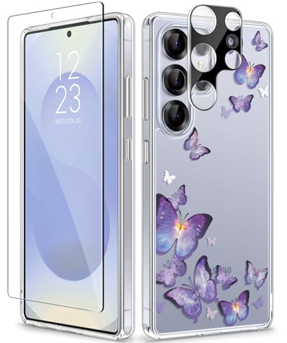 GVIEWIN Kompatibel mit Samsung Galaxy S25 Ultra Hülle 6,9" 2025,mit Displayschutz&Kameraschutz,Nie Vergilbung Blume Klar Kratzfest Stoßfest Bumper Fallschutz Frauen Dünn Handyhülle, Schmetterling GVIEWIN Kompatibel mit Samsung Galaxy S25 Ultra Hülle 6,9" 2025,mit Displayschutz&Kameraschutz,Nie Vergilbung Blume Klar Kratzfest Stoßfest Bumper Fallschutz Frauen Dünn Handyhülle, Schmetterling von GVIEWIN