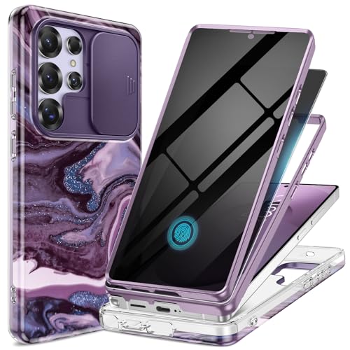 GVIEWIN Kompatibel mit Samsung Galaxy S25 Ultra Hülle mit Schieben Kamera Abdeckung+Anti-Spionage-Frontabdeckung, Treibsand/Lila GVIEWIN Kompatibel mit Samsung Galaxy S25 Ultra Hülle mit Schieben Kamera Abdeckung+Anti-Spionage-Frontabdeckung, Treibsand/Lila von GVIEWIN