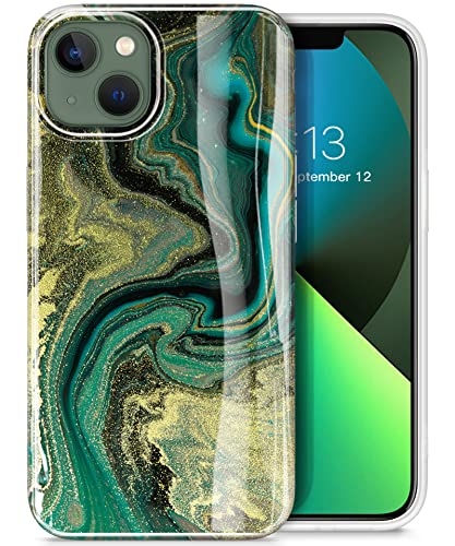 GVIEWIN Kompatibel mit iPhone 13 Hülle 6,1”2021 5G, Marmor Ultra dünn Schlank glänzend weich TPU Stoßfest Handyhülle Cover Schutzhülle(Algen/Grün) von GVIEWIN