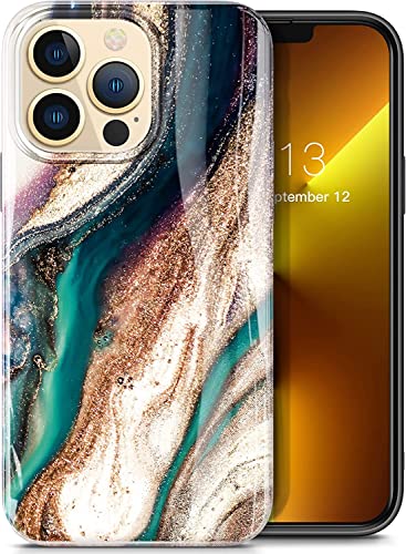 GVIEWIN Kompatibel mit iPhone 13 Pro Hülle 6,1”2021 5G, Marmor Ultra dünn Schlank glänzend weich TPU Stoßfest Handyhülle Cover Schutzhülle (Treibsands/Braun) von GVIEWIN