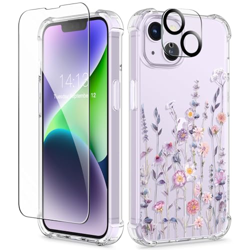 GVIEWIN Kompatibel mit iPhone 14 Hülle 6,1 Zoll 2022,mit Displayschutz Schutzfolie+Kamera Schutzfolie,Blume Klar TPU Dünne Stoßfest Kratzfestes Weiche Handyhülle Schutzhülle,Floratopia/Bunt GVIEWIN Kompatibel mit iPhone 14 Hülle 6,1 Zoll 2022,mit Displayschutz Schutzfolie+Kamera Schutzfolie,Blume Klar TPU Dünne Stoßfest Kratzfestes Weiche Handyhülle Schutzhülle,Floratopia/Bunt von GVIEWIN