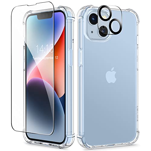 GVIEWIN Kompatibel mit iPhone 14 Hülle 6,1 Zoll 2022,mit Displayschutz Schutzfolie+Kamera Schutzfolie,Klar TPU Dünne Stoßfest Kratzfestes Weiche Handyhülle Schutzhülle,klar von GVIEWIN