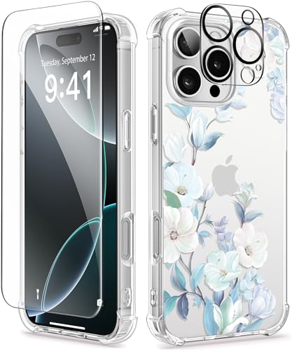 GVIEWIN Kompatibel mit iPhone 16 Pro Hülle 6,3" 2024,mit Schutzfolie+Kameraschutz,Stoßfest Fallschutz Kratzfest Klar Nie Vergilbung Blumen Dünn Handyhülle für Frauen,Hibiskus GVIEWIN Kompatibel mit iPhone 16 Pro Hülle 6,3" 2024,mit Schutzfolie+Kameraschutz,Stoßfest Fallschutz Kratzfest Klar Nie Vergilbung Blumen Dünn Handyhülle für Frauen,Hibiskus von GVIEWIN
