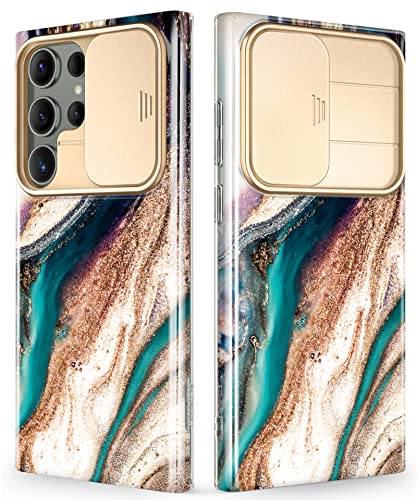 GVIEWIN kompatibel mit Samsung Galaxy S23 Ultra Hülle 6,8" 2023 mit Kameraschutz Schieber, [10FT SGS-Militärschutz] Marmor Kratzfest Stoßfest Schutzhülle Handyhülle für S23 Ultra 5G,Driftsand/Braun von GVIEWIN