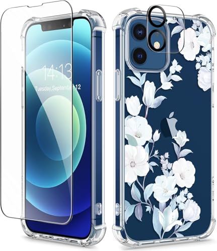 GVIEWIN kompatibel mit iPhone 12 Hülle/iPhone 12 Pro Hülle 6,1" 2020, mit Displayschutz Schutzfolie+Kamera Schutzfolie, Blume Klar TPU Dünn Stoßfest Kratzfestes Handyhülle Schutzhülle (Hibiskus/Weiß) GVIEWIN kompatibel mit iPhone 12 Hülle/iPhone 12 Pro Hülle 6,1" 2020, mit Displayschutz Schutzfolie+Kamera Schutzfolie, Blume Klar TPU Dünn Stoßfest Kratzfestes Handyhülle Schutzhülle (Hibiskus/Weiß) von GVIEWIN