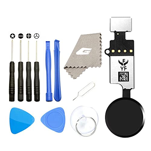 GVKVGIH Neueste Home Button Ersatz für iPhone 7 7Plus 8 8Plus, Homebutton Hauptschlüssel Flexkabel Montage Ersatz mit Reparaturwerkzeugen für iPhone 7 7P 8 8P (Version 4.0 Schwarz) von GVKVGIH