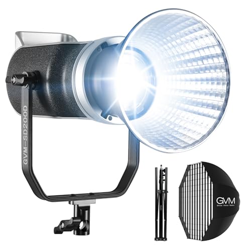 GVM 200 W LED-Videoleuchte mit Softbox, SD200D Fotografie-Studio-Beleuchtungsset mit Bluetooth/DMX-Steuerung, 93000lux @ 0,5 m 3200K-5600K Bi-Color Dauerausgangsbeleuchtung für YouTube, Video, Filmen von GVM Great Video Maker