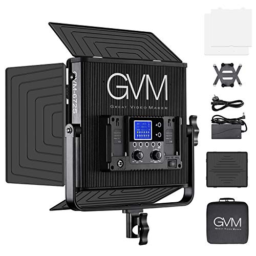 GVM 672S LED Videoleuchte Panel, 3200K-5600K Zweifarbig LED Video Beleuchtung, 20000Lux/0,5m LED Studio Dauerlicht Fotografie licht für Videolicht YouTube Fotografie Studioset, LED Videobeleuchtung von GVM Great Video Maker