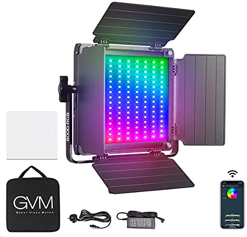 GVM 800D LED Videolicht RGB, APP-Steuerung led videoleuchte 3200K-5600K Studiolicht LED Dauerlicht Fotografie licht für YouTube Studio Video Fotolampe, kameralicht, Beleuchtung led fotolicht von GVM Great Video Maker