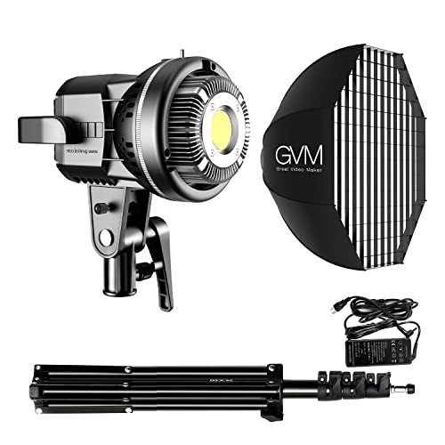 GVM 80W LED Videoleuchte mit Softbox, Bowens 5600K Tageslicht LED Studiolicht, videolicht LED videokonferenz licht für YouTube Studio Video, Streaming licht, LED Fotografie Videobeleuchtung softbox von GVM Great Video Maker