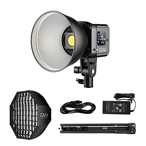 GVM 80W LED Videoleucthe mit Softbox, APP Steuerung 2700K-7500K LED Studio Dauerlicht, Konferenz Beleuchtung mit 8 Licht Effekte, Bi-Color LED fotolicht für Video YouTube Studio live Streaming von GVM Great Video Maker