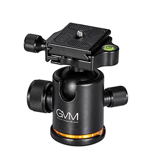 GVM Kamera Kugelkopf Stativkopf mit Schnellwechselplatte 1/4 Zoll Schraube 360 Grad Drehbar Panorama Adapter für Stativ Einbeinstativ Slider DSLR Kamera von GVM Great Video Maker