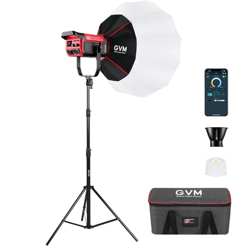 GVM LED Videoleuchte 200 W mit Softbox Laterne, Beleuchtungsset SD200B mit Netznetzwerk Bluetooth/DMX-Steuerung, Studio-Beleuchtungs-Set, 2700 K-6800 K, 12 Bühneneffekte GVM LED Videoleuchte 200 W mit Softbox Laterne, Beleuchtungsset SD200B mit Netznetzwerk Bluetooth/DMX-Steuerung, Studio-Beleuchtungs-Set, 2700 K-6800 K, 12 Bühneneffekte von GVM Great Video Maker