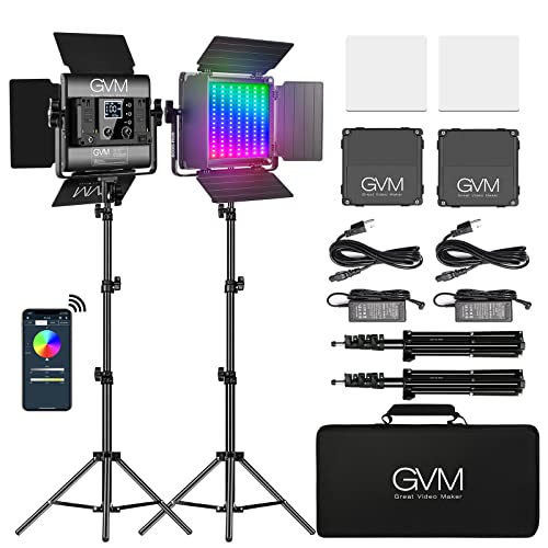 GVM LED Videoleuchte mit Stativ, 800D led Videolicht mit APP Steuerung, 3200-5600K LED Studiolicht Dauerlicht Videokonferenz licht für YouTube Fotografie Studioset, LED Video Beleuchtung, Key Light von GVM Great Video Maker