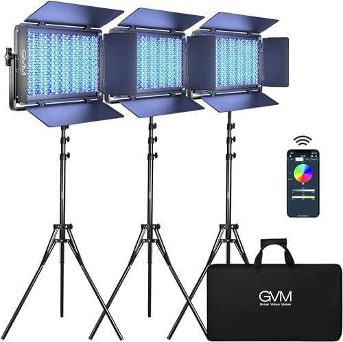 GVM RGB LED Videoleuchte LED, 75W LED Video Beleuchtung mit 8 Lichtszenen, LED Studiolicht Fotografie Dauerlicht für YouTube Fotografie Studioset, Videokonferenz licht, APP Steuerung LED videolicht von GVM Great Video Maker