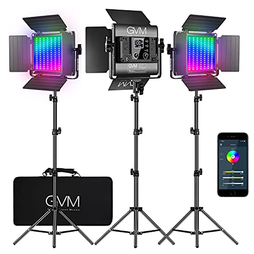 GVM RGB Videolicht mit Stativ, 800D APP-Steuerung Fotografie LED Dauerlicht, Dimmbar 3200K-5600K LED Videobeleuchtung für YouTube Video Fotografie Studioset Streaming Filmlicht Studiolicht videolampe GVM RGB Videolicht mit Stativ, 800D APP-Steuerung Fotografie LED Dauerlicht, Dimmbar 3200K-5600K LED Videobeleuchtung für YouTube Video Fotografie Studioset Streaming Filmlicht Studiolicht videolampe von GVM Great Video Maker
