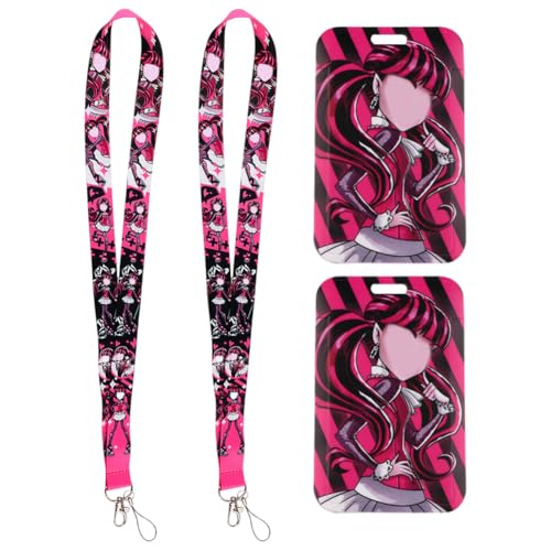 GVMJHYK 2 pcs Cartoon Lanyard mit Ausweishalter, Monster Kartenhalter mit Band, Draculaura Schlüsselband mit Kartenhalter Kinder, für Arbeitskarte, ID Karte, Busfahrkarten von GVMJHYK