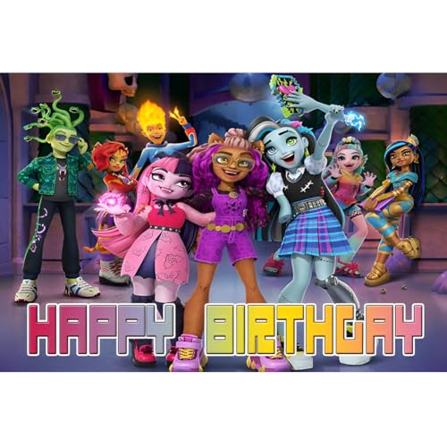 GVMJHYK Monster Karikatur Party Hintergrund, 150 x 100cm, Vinyl, Bunt (Colorful), Geburtstag, 1 x Monster Hintergrund von GVMJHYK