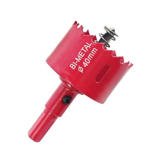 GVSS 1 Stück Bi-Metall-Lochsäge, 40 mm, Rot, M42 HSS Bimetall, Lochsäge, Kreissäge mit Adapter und Zentrierbohrer, ideal für Holz, Kunststoff, Metall und Trockenbau von GVSS