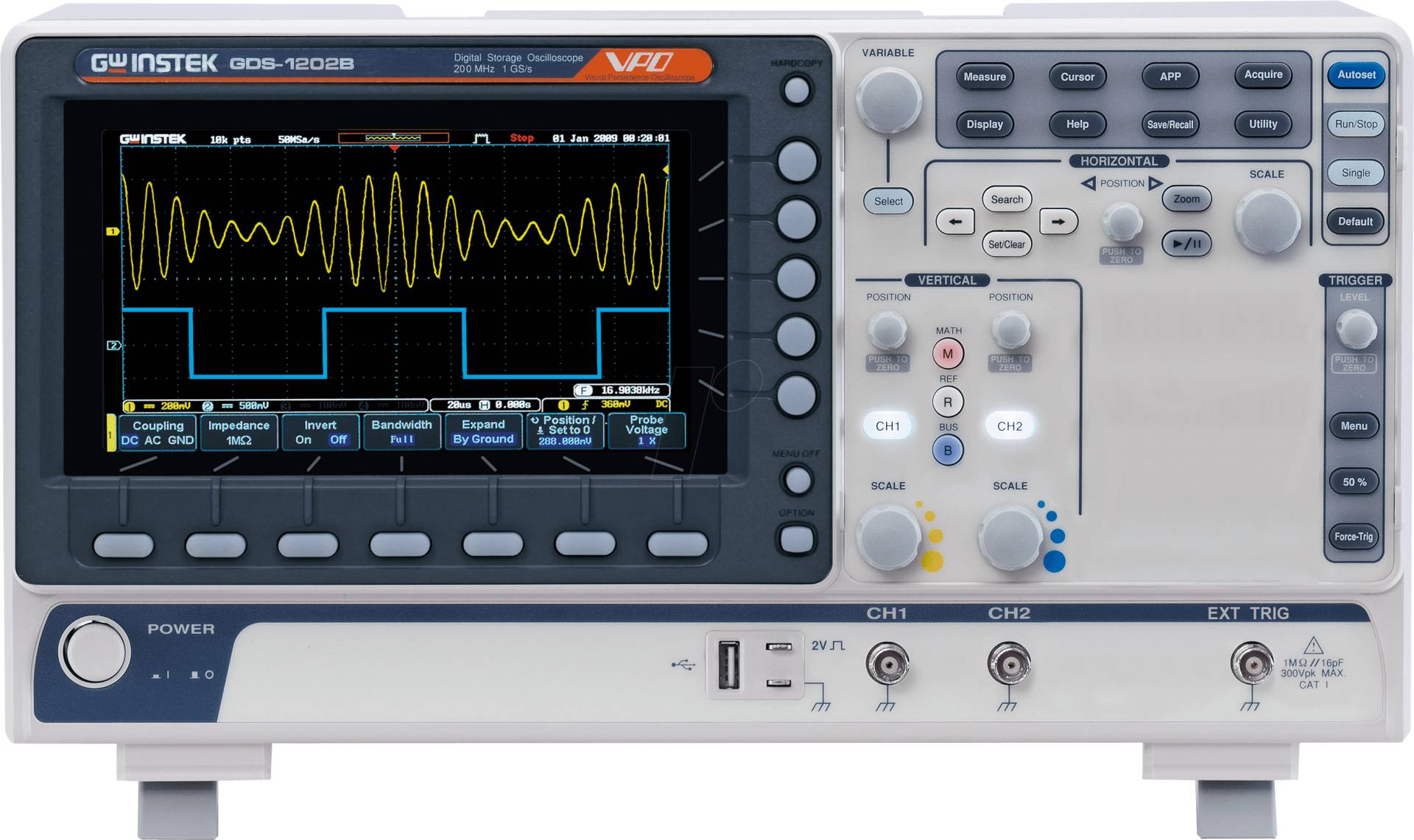 GDS-1202B - Digital-Speicher-Oszilloskop GDS-1202B, 200 MHz, 2 Kanäle von GW-INSTEK