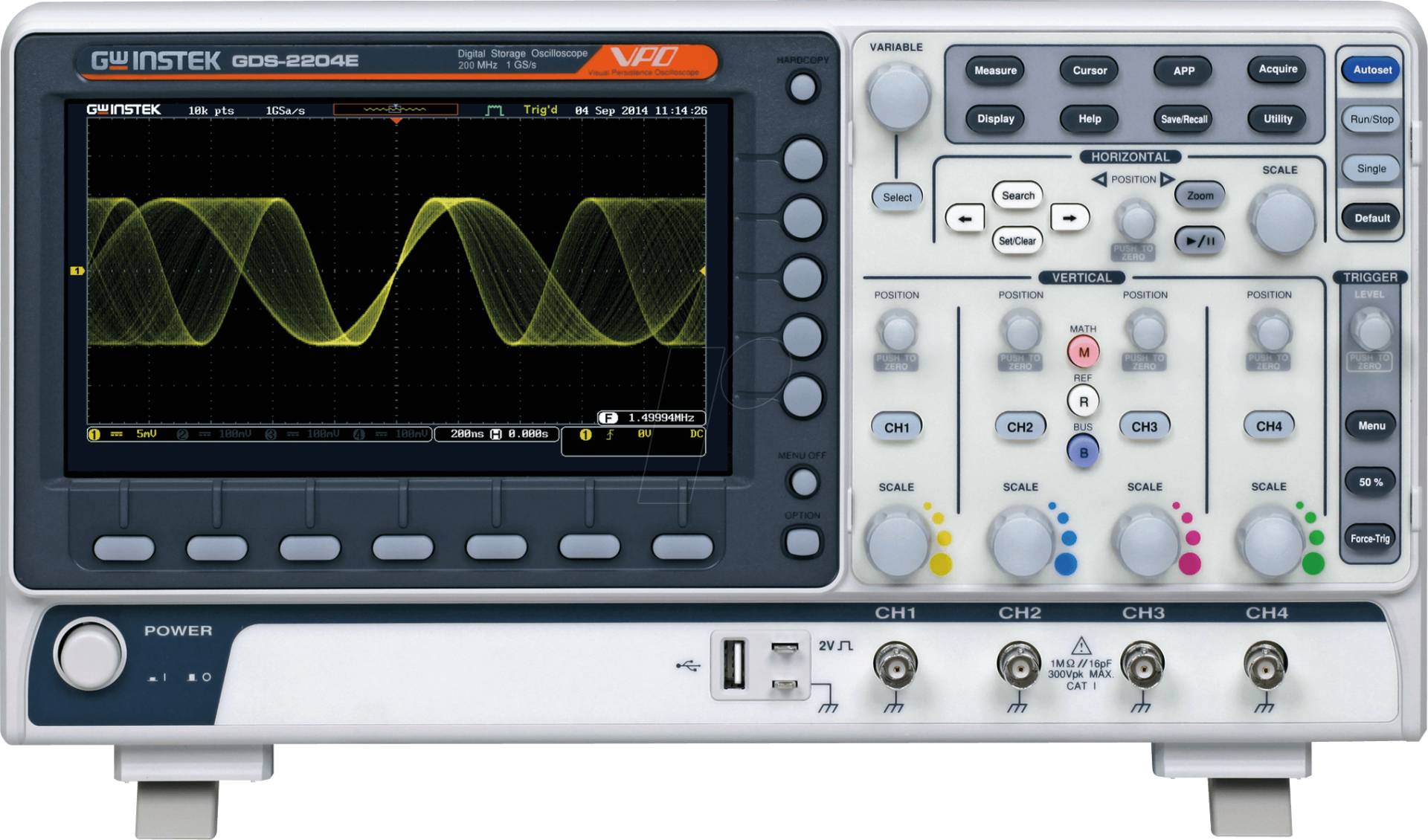 GDS-2204E - Digital-Speicher-Oszilloskop GDS-2204E, 200 MHz, 4 Kanäle von GW-INSTEK