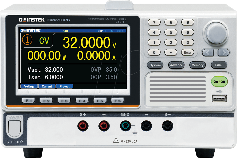 GPP-1326 - Labornetzgerät, 0 - 32 V, 0 - 6 A, programmierbar, 1 Kanal von GW-INSTEK